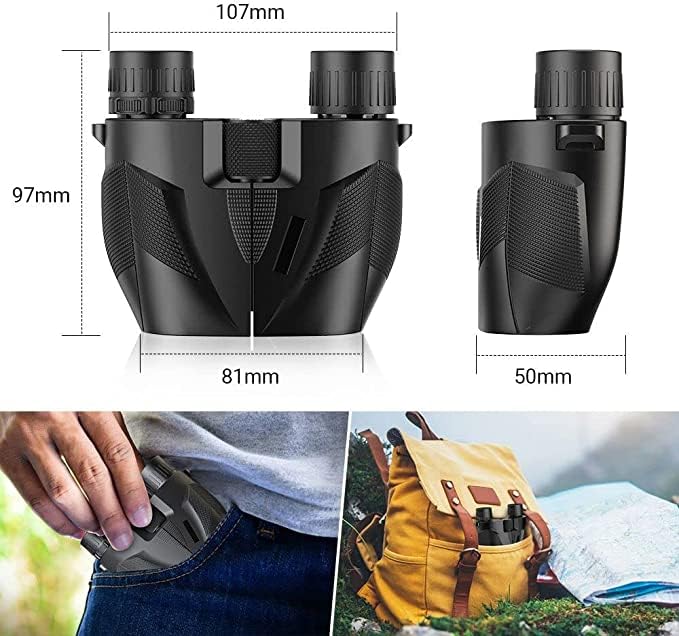 ZORBES® Binoculars for Long Distance, Outdoor HD Binocular with 12X Magnification Clear Vision, Mini Binoculars for Kids Adults Travel, Bird Watching, Football Game, with Storage Bag & Strap