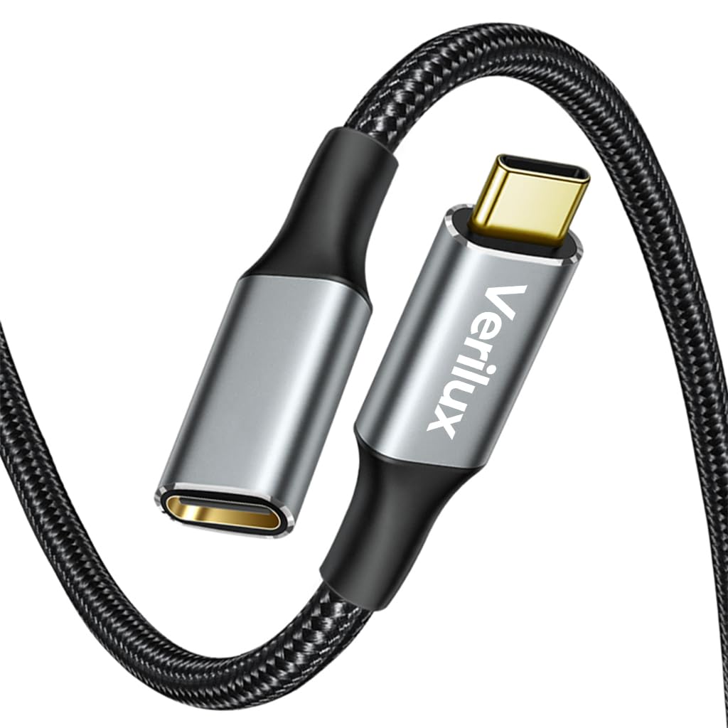Verilux USB C Extension Cable 0.5m for Fast Charging and 10Gbps Data | 4K HD Output
