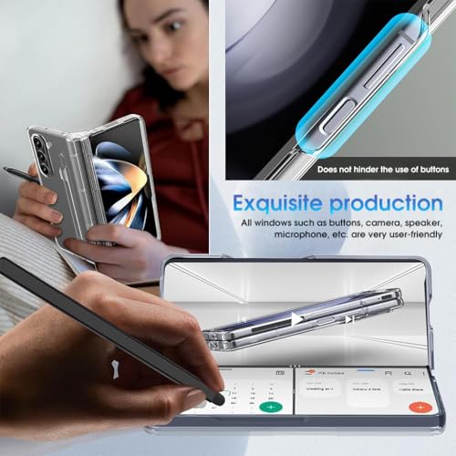 ZORBES® Phone Case for Samsung Galaxy Z Fold 5 Fashion Bi-fold One-Piece PC with HD Transparent 6.3-inch Front Display Cover Integrated S Pen Holder 2PCS