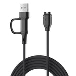 ZORBES® 2-in-1 Charging Cable Compatible for Garmin Watch Fenix 8 7 7S 7X 6 6S 6X 5 5S Plus, Forerunner 245 945,Instinct,Vivoactive 6 5 4 4S 3,Venu,Approach,Tactix,3.3FT