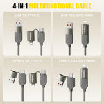 Verilux Type C Cable 4 in 1 240W Fast Charging with Magnetic Coiled Design | 480Mbps Data Transfer