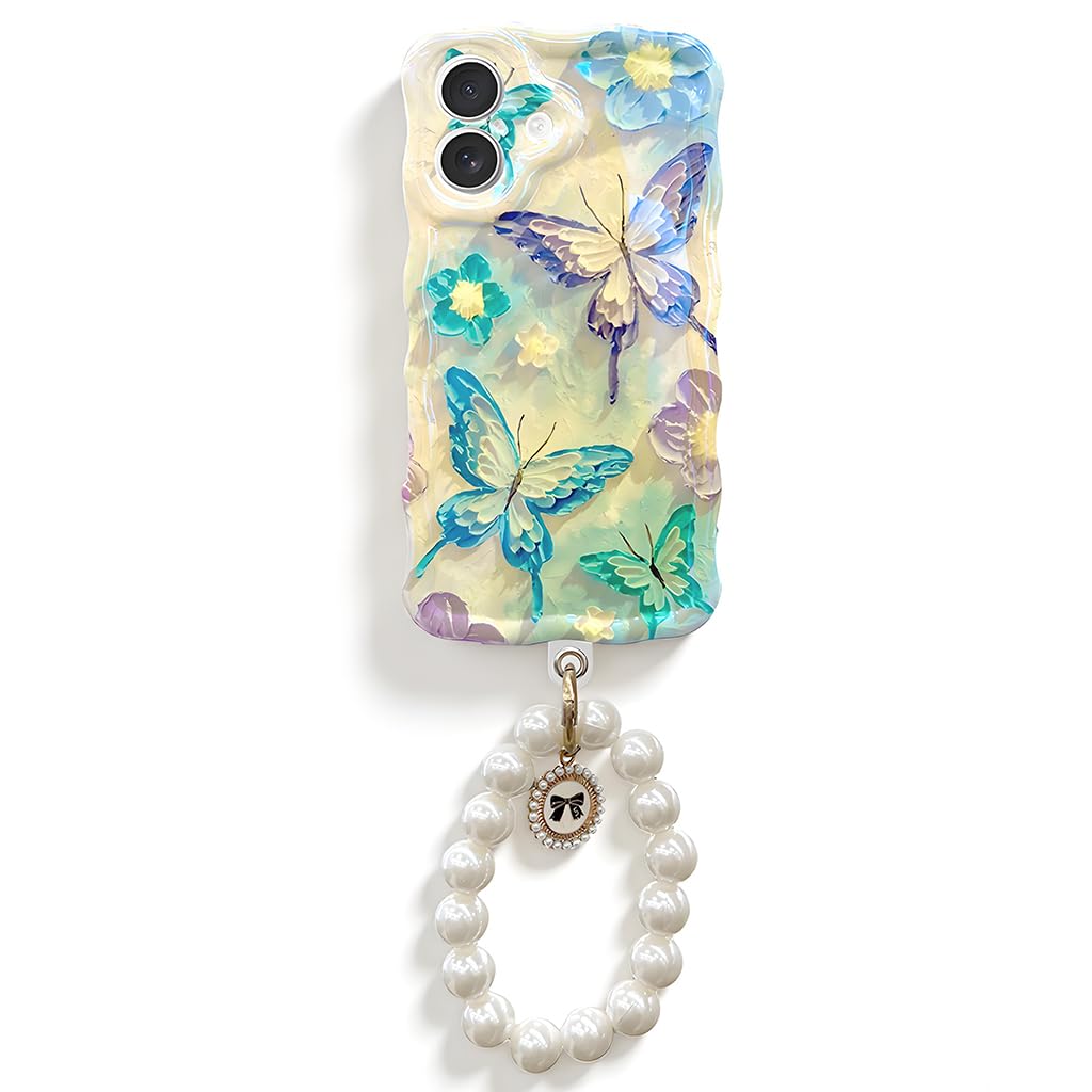 ZORBES® Artistic Butterfly TPU Phone Case for iPhone 17, Iridescent Chic for Girls Women, Stylish Wavy Bumper Edge, Anti-Scratch Protective Phone Case with Camera Protection