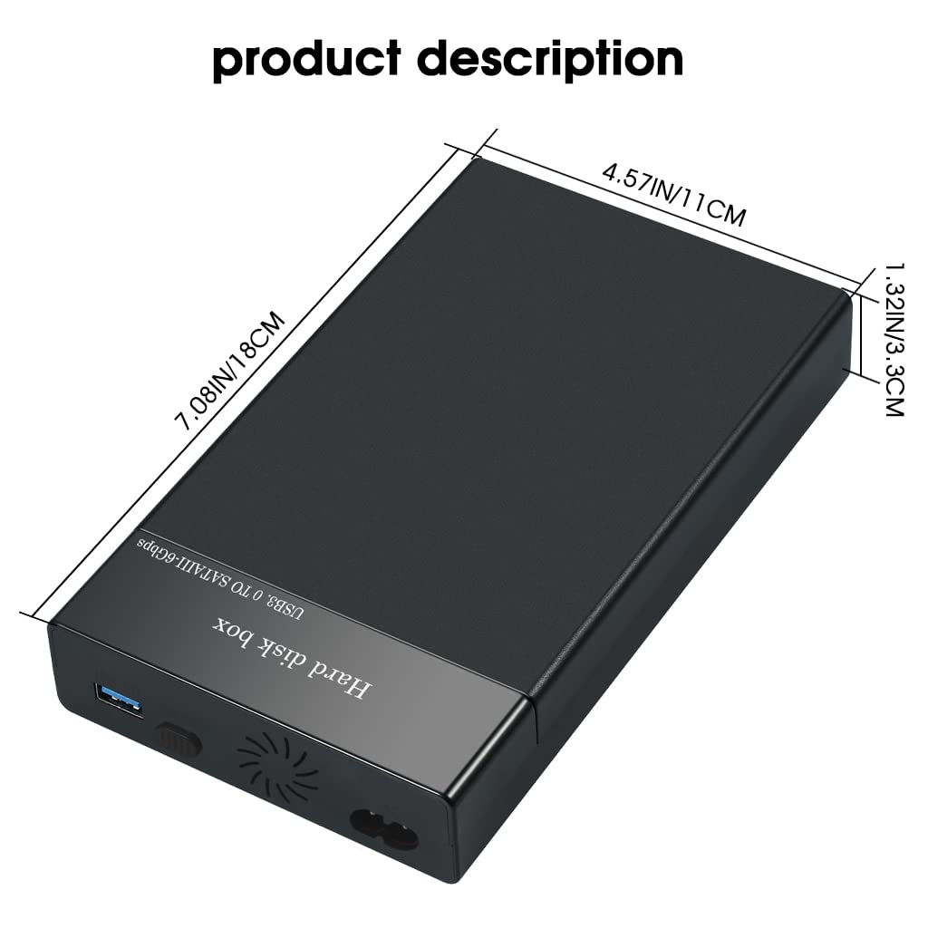 Verilux HDD SSD Enclosure for 3.5 and 2.5 inch Drives with SATA to USB 3.0 UASP Support Up to 10TB