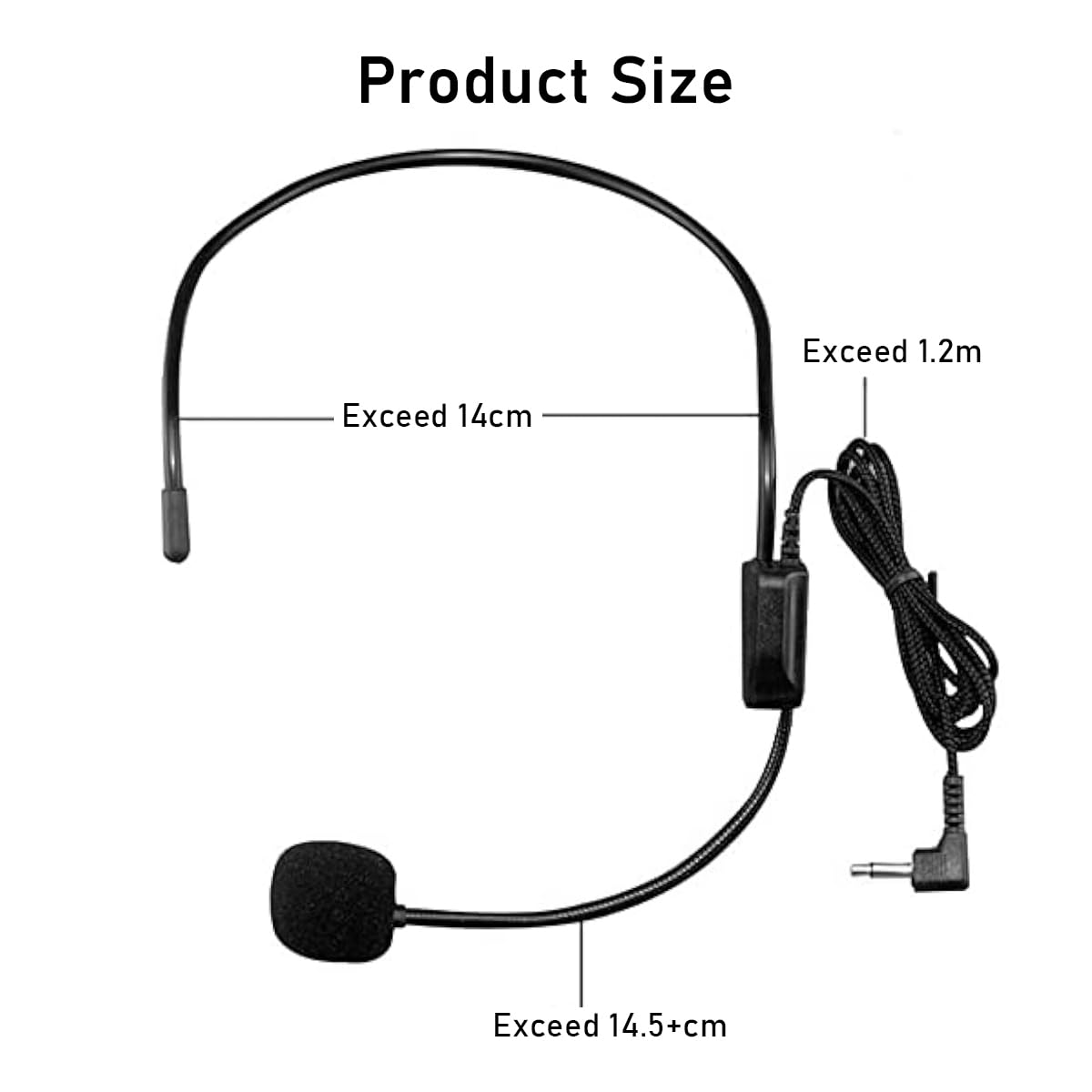 ZORBES® Headset Microphone for Voice Amplifier Flexible Gooseneck Boom Microphone for Voice Amplifier Nylon Woven Cable Design Plug and Go Universal 3.5mm Headset Microphone