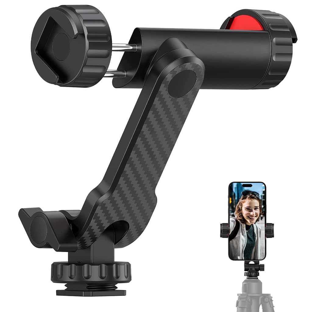 ZORBES® Phone Mount for Tripod Stand, Smartphone Mount Adapter for Tripod Stand Retractable Phone Holder 360° Rotates and 180° Tilts Angle Universal 1/4" Mount Phone Holder for Tripod, Camera