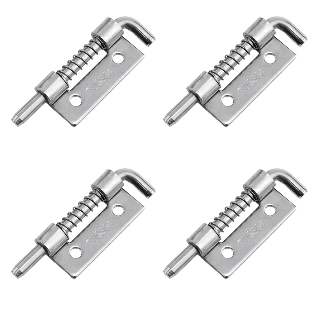 Serplex® 4Pcs Spring-Loaded Barrel Bolt Latches, SUS304 Stainless Steel Slide Lock Pin Latches for Doors, Cabinets, Gates, Toolboxes and Enclosures, Heavy Duty Anti-Rust Door Hardware Set