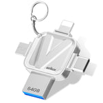 Verilux Pendrive 64GB for iPhone and Android with 4 in 1 USB A Type C Micro USB | Metal Body