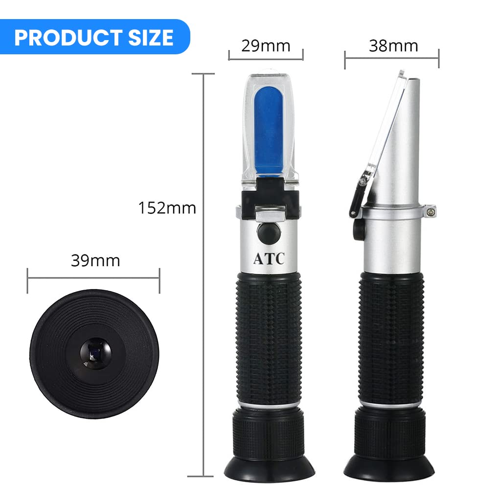 ZORBES® Refractometer for Wine Beer Brewing with ATC and Dual Scale of Brix 0-40% and Alcohol 0-25% vol, Refractometer for Measuring Sugar Content in Grape Juice & Predicting Wine Alcohol Degree