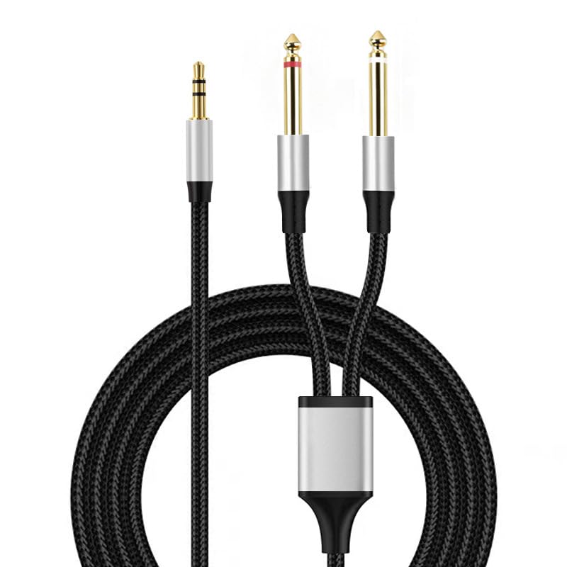 Verilux® 10FT/3M 3.5mm to Dual 6.35mm Audio Cable, 3.5mm 1/8" TRS to Dual 6.35mm 1/4" TS Mono Stereo