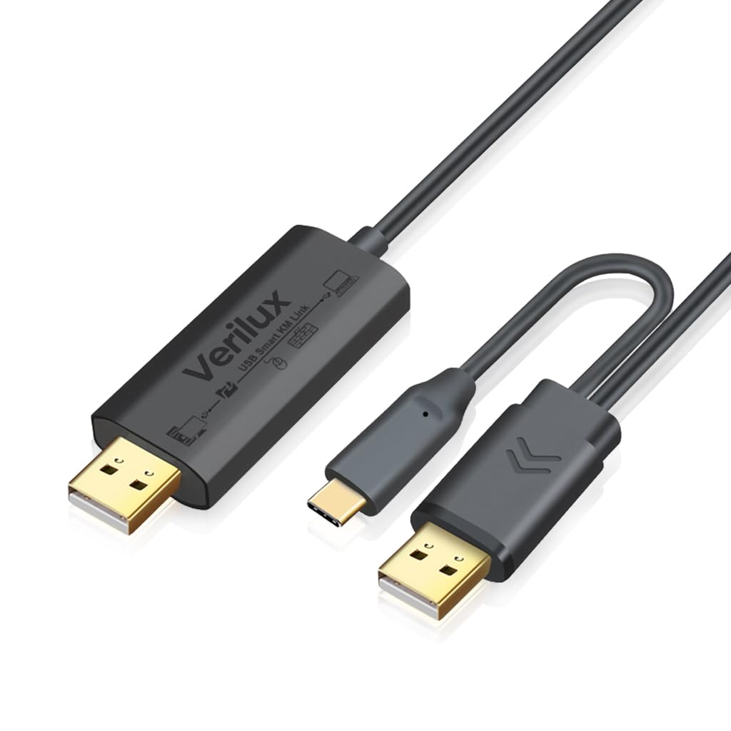 Verilux USB to USB Cable 6.6ft for Laptops and Tablets featuring 2 in 1 Type A/C Design