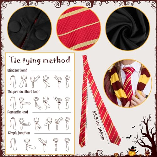 ZORBES® Bata Clásica, Disfraz, Accesorio de Gryffindor de Ha/ry Po/ter de Disguise para Niños, con Gafas, Varita Mágica, Bata, Bufanda, Corbata, Talla Pequeña (5-6) 125-135 cm