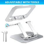 ZORBES® Laptop Stand Tablet Laptop Riser for 4.7"-12.9" Laptop 360 ° Rotatable Laptop Holder with Adjustable Height & Tilt Anti-skid Laptop Riser with Better Air Cooling, Folding Laptop Riser, Silver