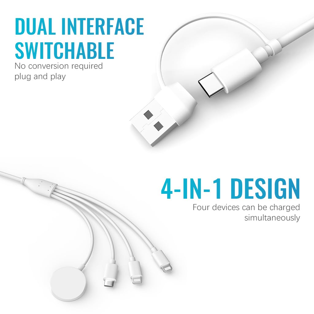 Verilux Watch Charger Cable for Apple with 2 in 1 USB C Port and 5.9FT Length | Magnetic Charging