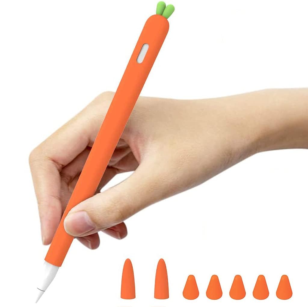 Verilux® Cute Pencil Cover for iPad Pencil 2nd Gen, (Pen not Included) Silicone Soft Protective Cover Accessories Compatible with iPad Pencil 2nd Generation (Orange) - verilux