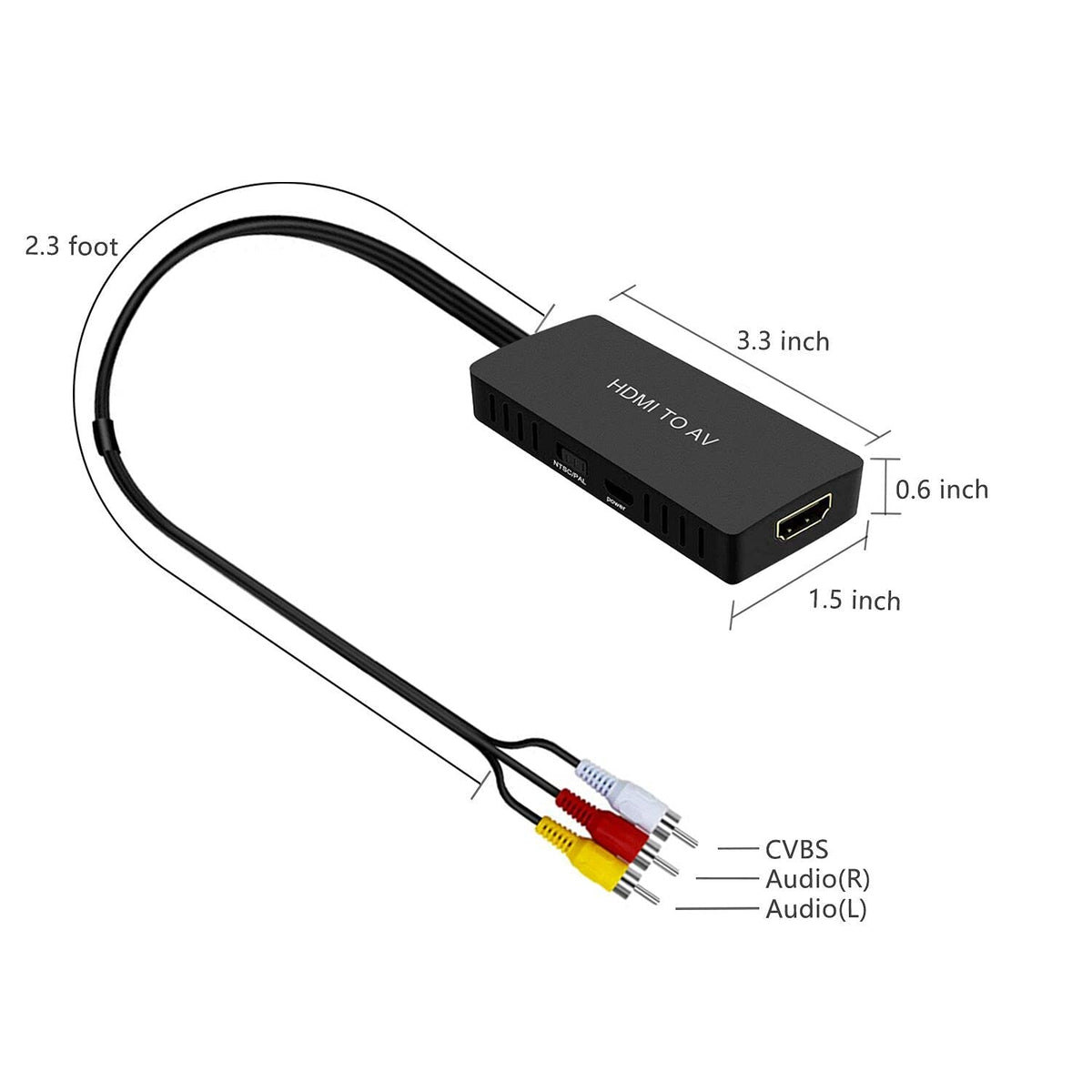 ZORBES® HDMI to RCA Converter Dingsun HDMI to AV Adapter HDMI to Older TV Adapter Compatible for Mi Box, Android TV Box, Roku, Fire Stick, DVD, Blu-ray Player ect. Supports PAL/NTSC