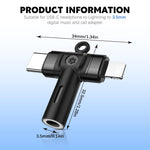 Verilux 2 in 1 Light ning to 3.5mm Adapter for iPhone and Galaxy | Dual USB C and Light ning Ports