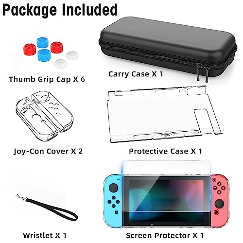 ZORBES® For Nintendo Switch All-in-One Accessory Set with Carrying Case, Cover, Screen Protector, Thumb Grips, and Strap - Perfect Fit and Full Protection for Ultimate Gameplay Experience