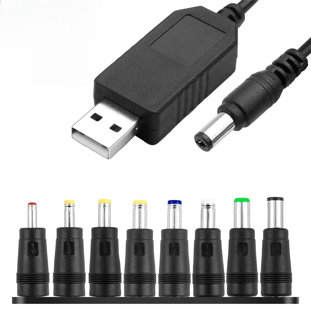 Verilux® USB to DC 9V Power Cord 3.3Ft/1M, Universal 9V Plug Jack Charging Cable with 8 Pcs DC Female To Male Adapter (6.5x4.4, 3.5x1.35, 4.0x1.7, 4.8x1.7, 5.5x1.7, 5.5x2.1, 5.5x2.5, 6.3x3.0)