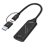 Verilux® USB 3.0 to HDMI Video Capture Card, 2-in-1 USB-C & USB-A HDMI Capture Adapter, 4K Input 1080P@60Hz Output, Plug & Play, for Game Streaming & Live Recording, Window & iOS Compatibility, 7.8''