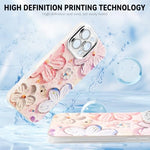 ZORBES® for iPhone 16 Pro Max Cover Case 3D Flower Oil Painting Cute Colorful Girls Women Full Camera Protection Shockproof Glossy Back with Wrist Strap 2PCS