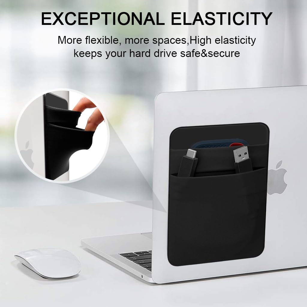 ZORBES® SSD Pouch for Laptop, 3M Adhesive Pendrive Holder Case & Hard Disk Cover Organizer, Double Layer Stretchy Lycra Pockets (13x8.4cm)