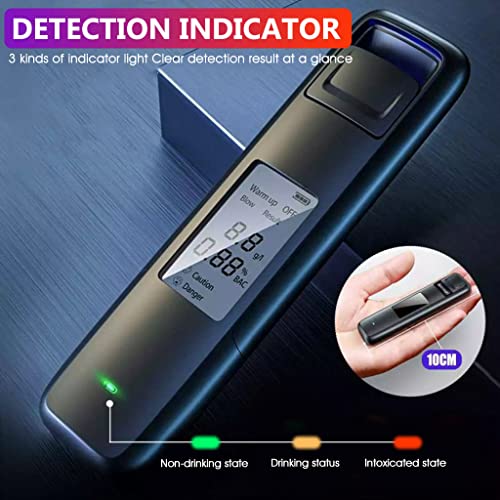 ZORBES® Alcohol Tester Breath Analyzer Alcohol Meter Non-Contact USB Rechargeable Alcohol Testing Machine with LCD Digital Display Siginal Light Indicator High Precision 0.0-0.99ml/L Breathalyser