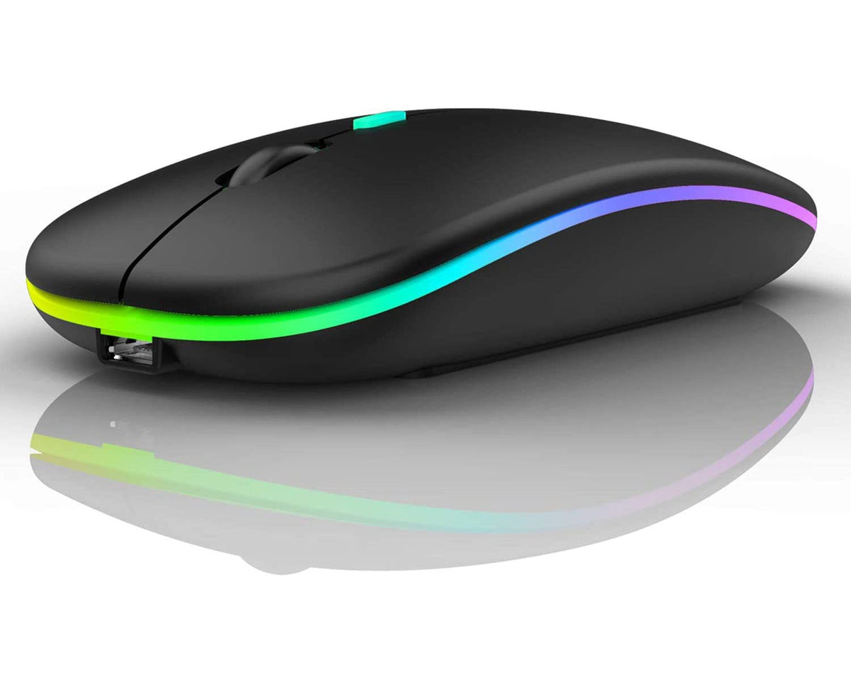 Verilux Wireless Bluetooth Mouse with 800‑1600 DPI and Dual Mode Connectivity for PC | Rechargeable RGB Laptop Mouse