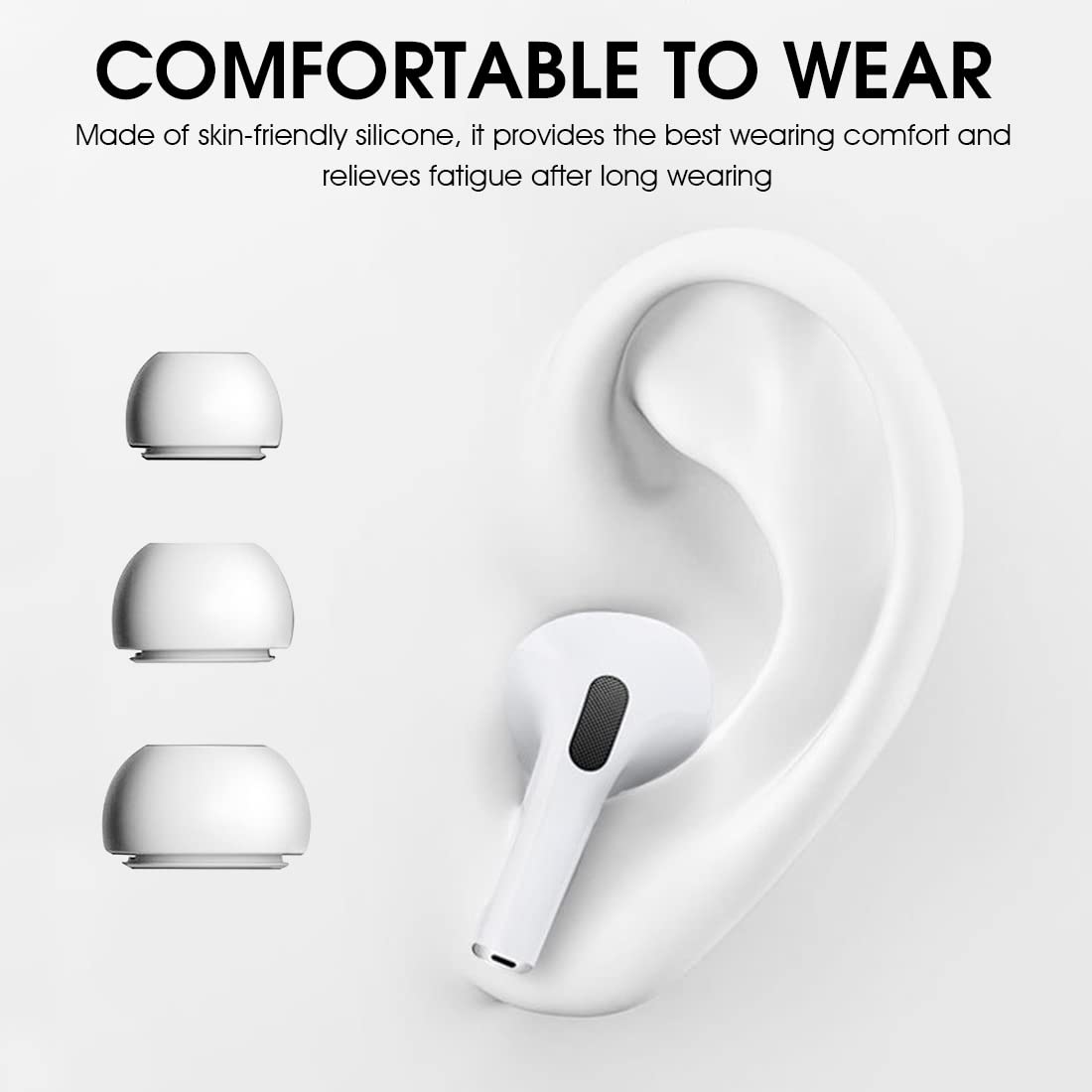 ZORBES® 3 Pairs Replacement Ear Buds Tips, Silicone Earbud Tips for Airpods Pro,Silicone Earbud Tips for Airpods pro?Ear Fit with Dust Mesh (White)