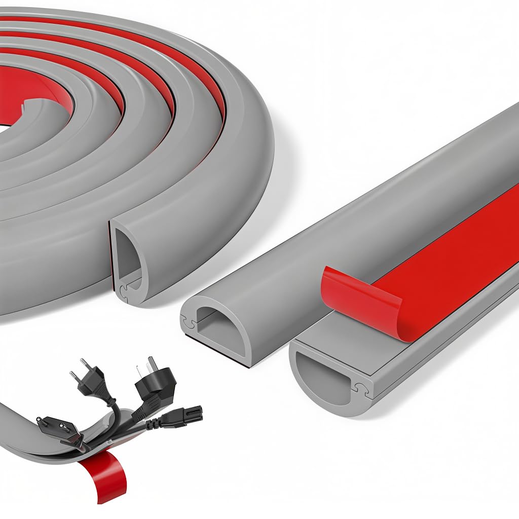 Serplex® PVC Cord Cover 6.6ft /78'' Self Adhesive Floor Cord Hider Wall Wire Holder Hider Cuttable Soft PVC Floor Cord Hider Flexible Wire Cover Reuseable Cord Cover with Side Open Design
