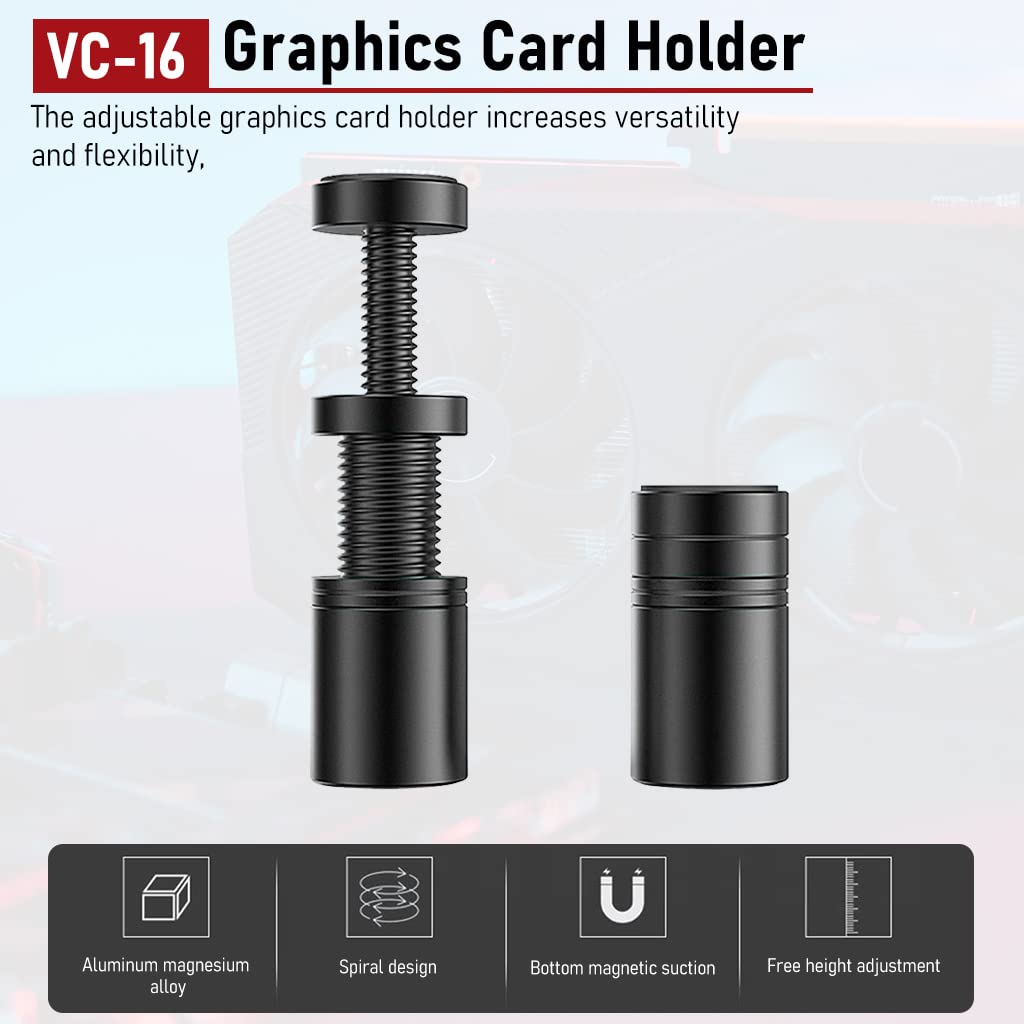 Verilux Graphics Card Bracket Retractable Graphics Card Bracket Metal Aluminum Alloy GPU Stand Anti-slip Support Bracket Stand Universal Graphics Card Bracket