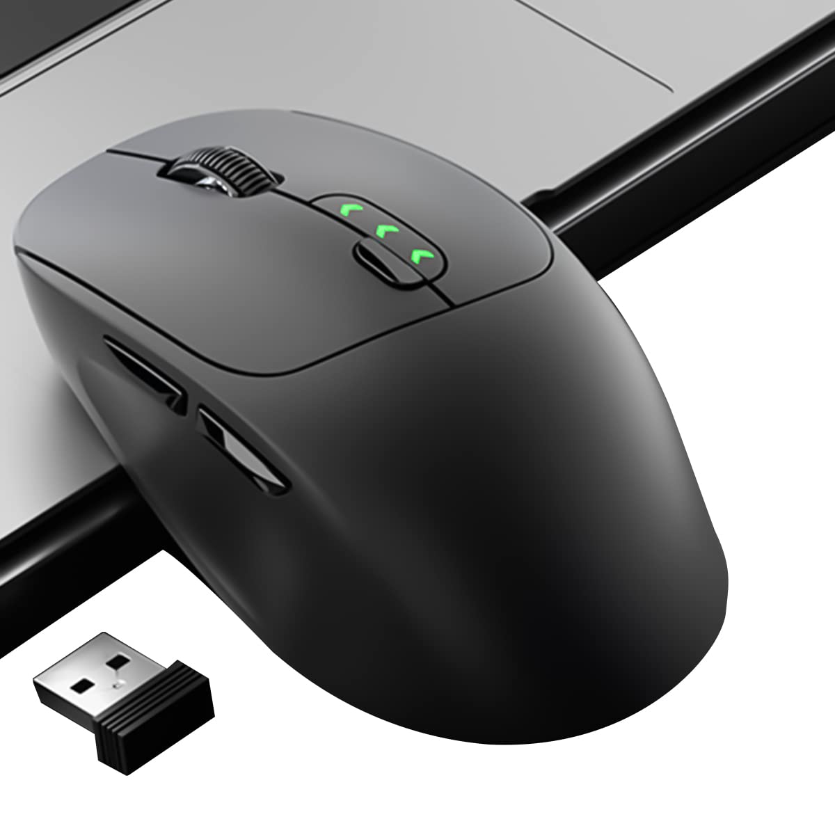 Verilux Bluetooth Wireless Mouse 700mAh [Upgraded: Battery Level Visible], Ergonomic Rechargeable 2.4G Optical PC Laptop Cordless Mice with Dua-Mode:BT 5.0+2.4Ghz