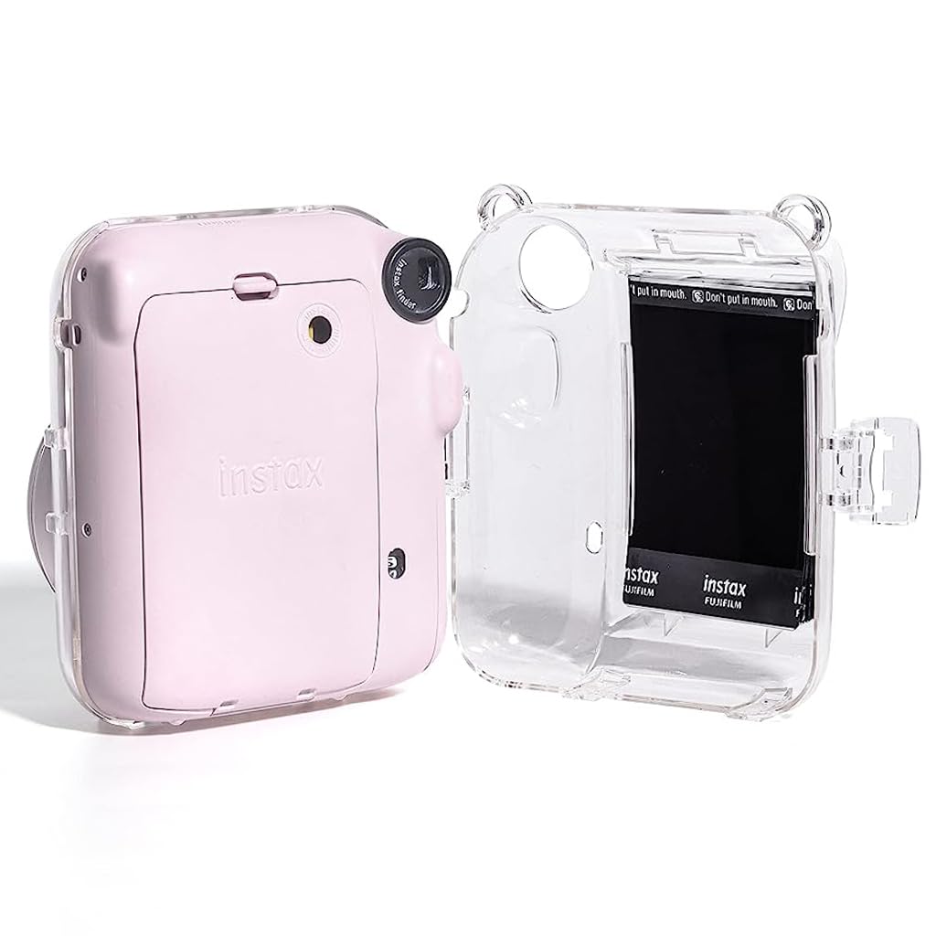 ZORBES® Protective Camera Case for Fujifilm Instax Mini 12 Instant Film Camera Clear Case with Photo Slot Design, Travel Camera Case for Fujifilm Instax Mini 12 with Adjustable Shoulder Strap