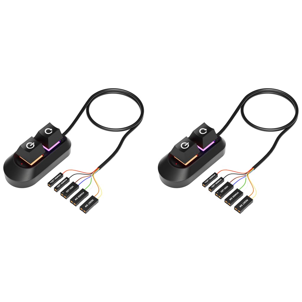 Verilux Desktop Computer Power Switch for PC with 2 in 1 On Off and Restart Buttons | LED Light Design