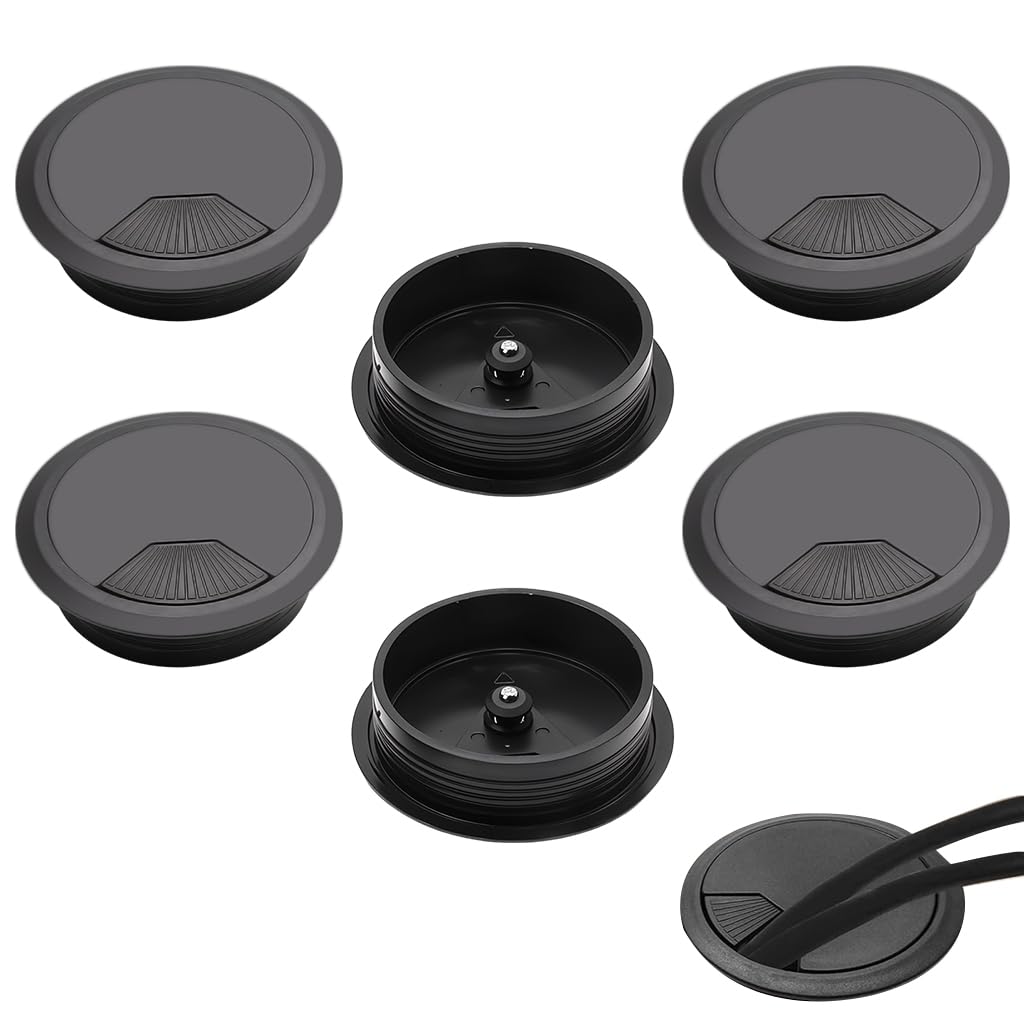 Serplex® 6Pcs Desk Grommets Desk Cable Organizer Grommets 2 inches Round Flip-Top Grommets Multi Cable Organizers Office Decorative Desk Grommets for Power Cords