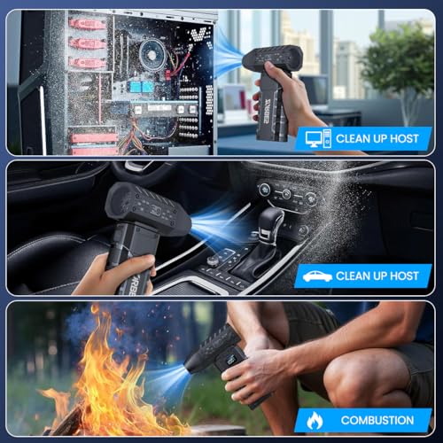 ZORBES® Mini Turbo Jet Blower Air Duster with Display Portable Cordless Fan USB LED Light 130000 RMP/Min for Car Cleaning Computer Keyboard Home Electrical Works 2 PCS