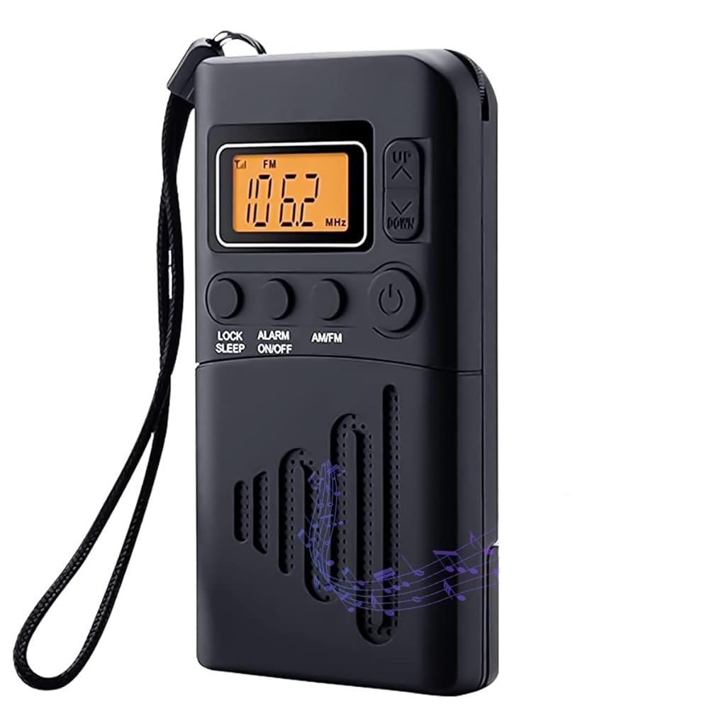 ZORBES® Portable Radio Personal Radio, Travel Transistor Radio LCD Walkman Radio Music Player Battery Operated Mini AM FM Radio with Handstrap, Not Included Battery