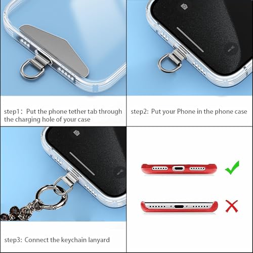 ZORBES® Beaded Phone Wrist Strap Cellphone Lanyard Chain Sparkling Wristlet Bracelet for Women 2PCS