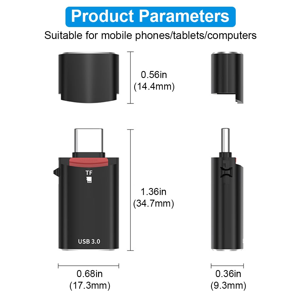 Verilux 2 in 1 Card Reader Type C to USB 3.0 with 5Gbps Transfer and Aluminum Body | For iPhone 16, Galaxy S24, MacBook
