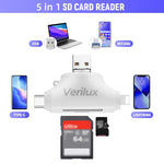 Verilux 7 in 1 SD Card Reader for iPhone and Type C Devices with TF SD USB Ports | Plug & Play Data Transfer