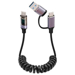 Verilux PD 100W Type C Charging Cable with LCD Display and Spring Coil | 35–180cm Adjustable Length