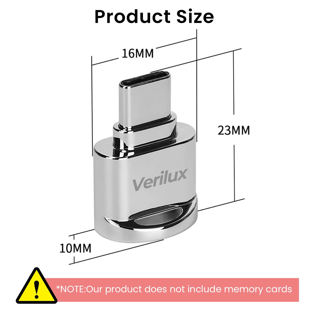 Verilux Micro SD Card Reader for Type C Devices with OTG Support and 480 Mbps Transfer | Silver