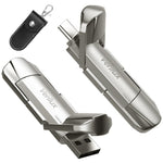 Verilux Pendrive 256GB for iPhone iPad Android PC with Dual USB C and A Ports | Frosted Metal Design