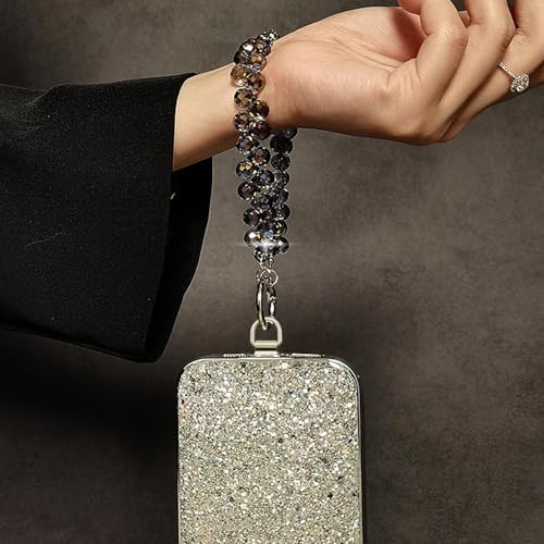 ZORBES® Beaded Phone Wrist Strap Cellphone Lanyard Chain Sparkling Wristlet Bracelet for Women 2PCS