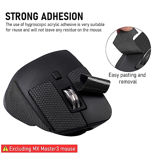 Verilux® Mouse Grip Tape for MX Master 3, Anti Slip Non Fading Gaming Skin, Sweat Resistant Self Adhesive Paper Stickers, Pre-Cut Cool Mice Upgrade Kit 2PCS