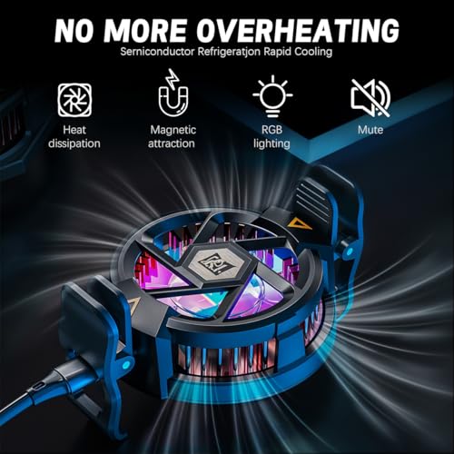 ZORBES® Phone Cooler with Detachable Clips Fan-Based Cooling for Mobile Magnetic RGB Gaming Rapid Cooling for Livestreaming Plug and Go 3PCS