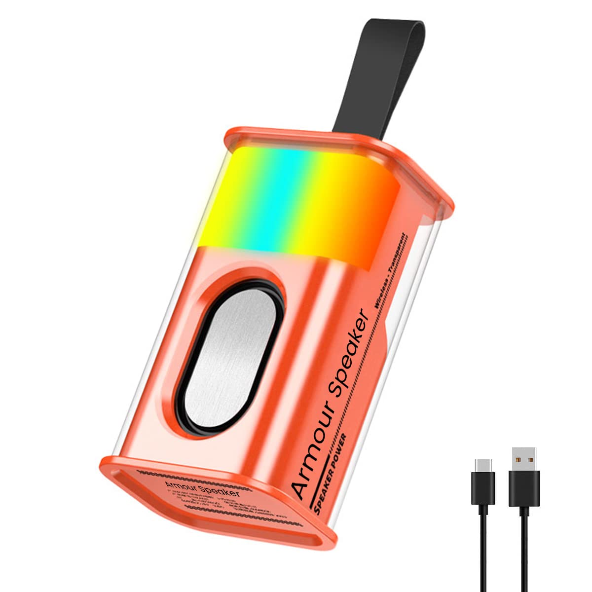 ZORBES® USB Bluetooth Speaker 7-Color LED Cordless Music Speaker HiFi Indoor Outdoor BT 5.0 Speaker with Silicone Handstrap, 500mAh Speaker Music Player Creative Bluetooth Speaker Birthday Gift