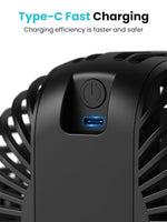 Verilux USB Desk Fan for Stroller and Desk with 5000mAh Battery featuring Clip-On Design | Quiet 4-Speed Cooling