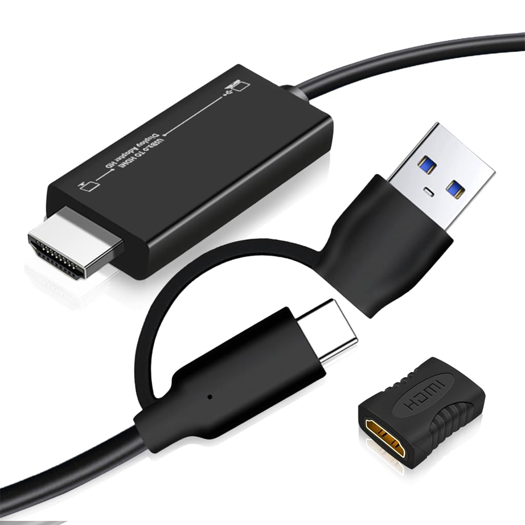 ZORBES® 6Ft 2 in 1 USB C to HDMI Cable (1920x1080P@60Hz), USB 3.1/Type C to HDMI Cable for Thunderbolt 3/4, M1/M2 Chips, Hua-wei 10 Range, Laptop, MacBook Pro/Air, Ps5, Chromebook, TV, iPad Tab