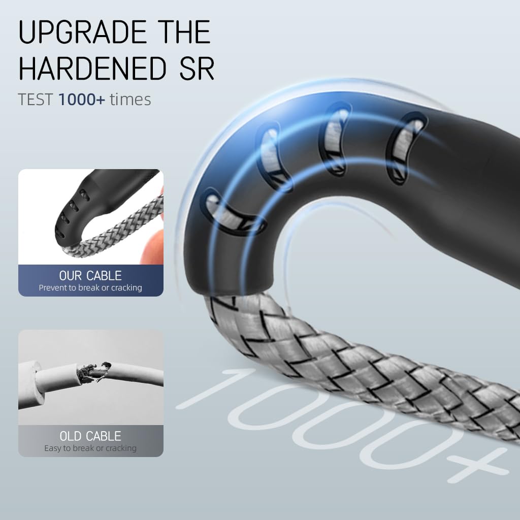 Verilux Micro USB Cable for Phone and Tablet featuring 10ft 3m Length and Nylon Braided Design