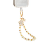 ZORBES® Fashion Faux Pearl Phone Chain for Girls Women Chic Phone Lanyard Sparkling Rhinestone Embellishment Phone Wristlet with Golden Metal Swivel Buckle.